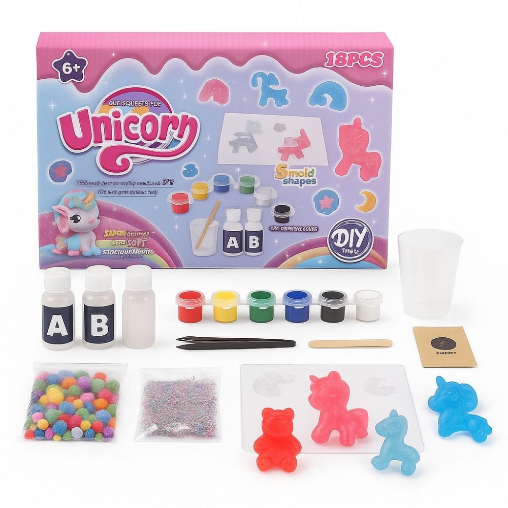 DIY Unicorn Gel Squeeze Toy Kit – 18pcs Creative Set (Ages 6+)