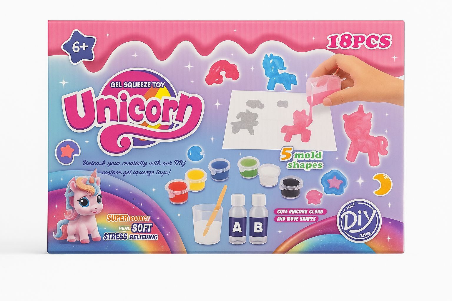 DIY Unicorn Gel Squeeze Toy Kit – 18pcs Creative Set (Ages 6+) - Image 2