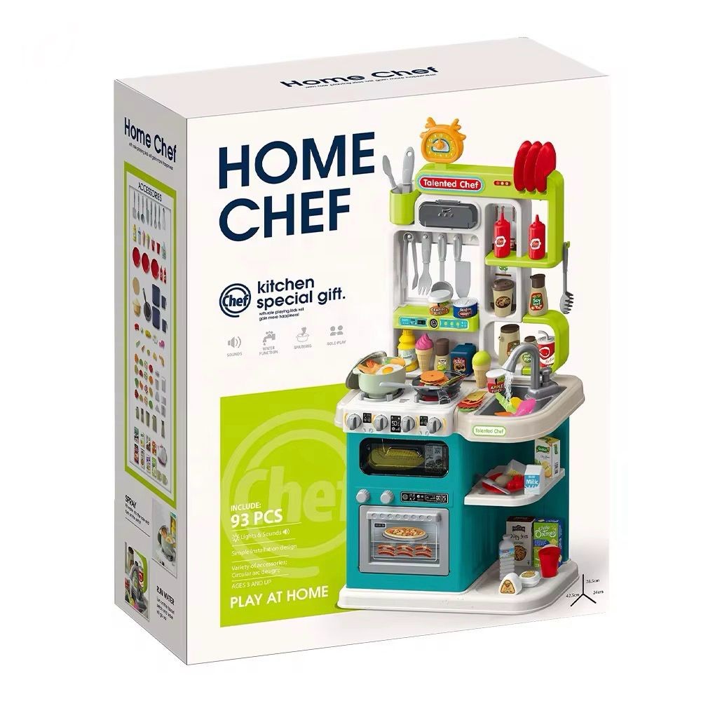 Home Chef Deluxe Kids Play Kitchen Set – 93 Piece Interactive Kitchen