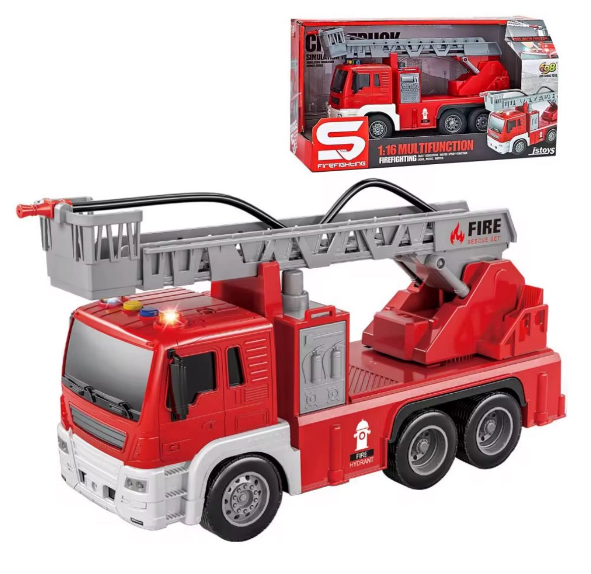 1:16 Multifunction Fire Truck with Lights, Sounds & Water Spray