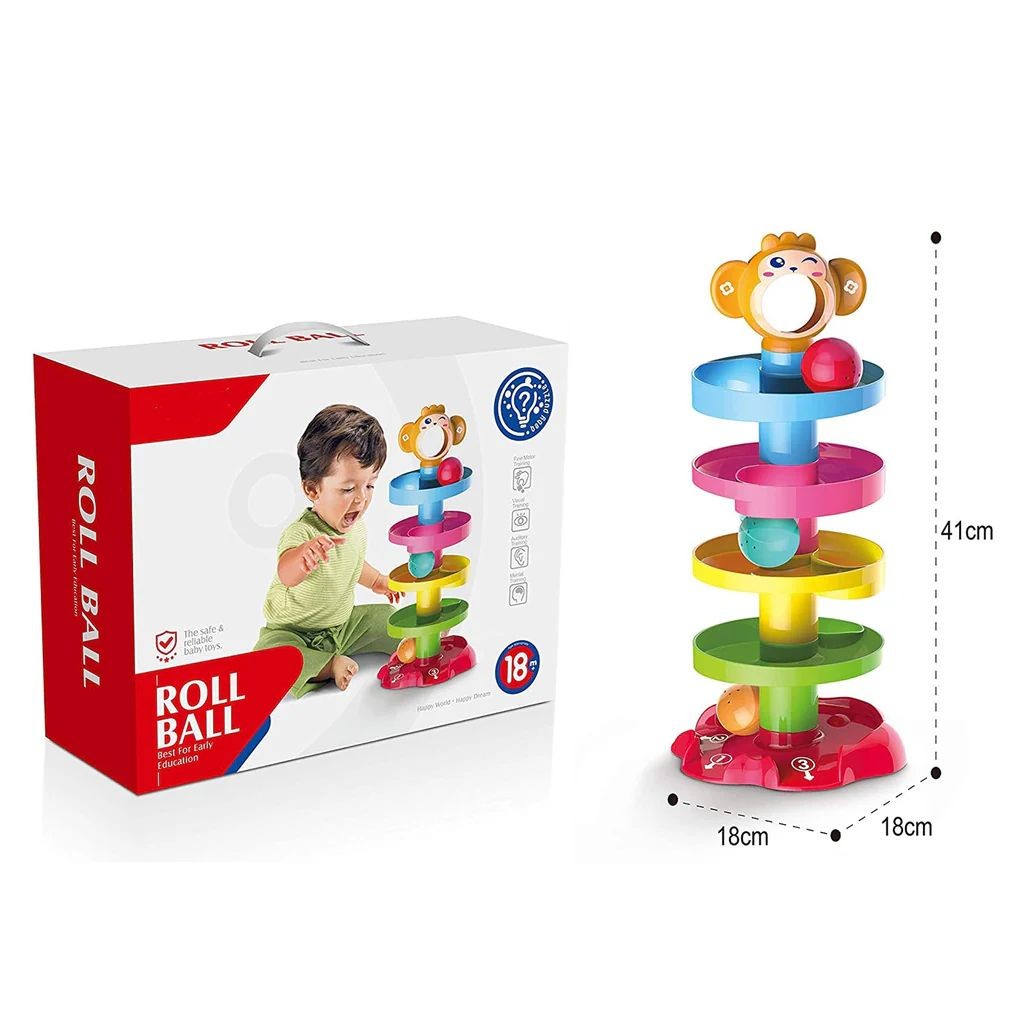 Roll Ball Tower – Monkey Ball Drop Ramp Toy - Image 2