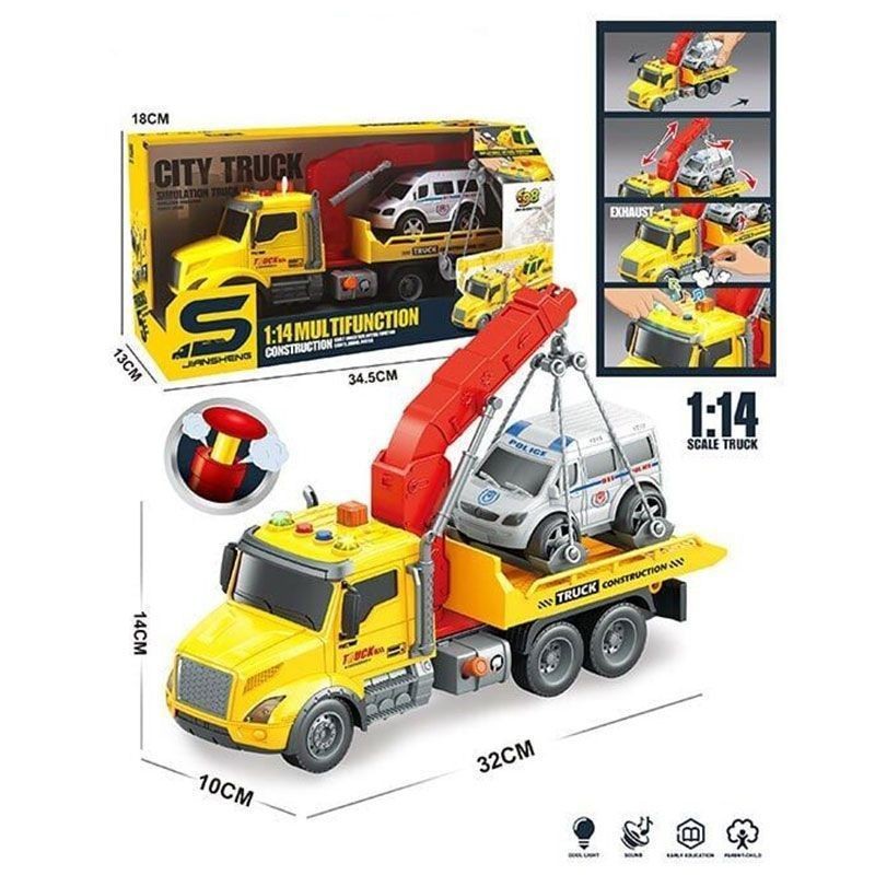 City Truck 1:14 Multifunction Construction Crane Truck with Police Vehicle - Image 2
