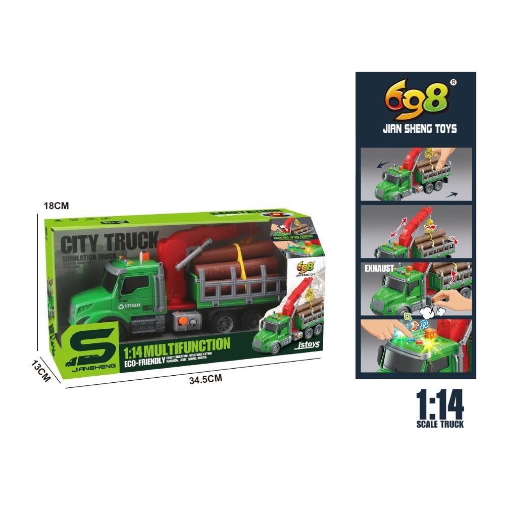 City Truck 1:14 Multifunction Logging Crane Truck – Light, Sound and Lift Action - Image 2