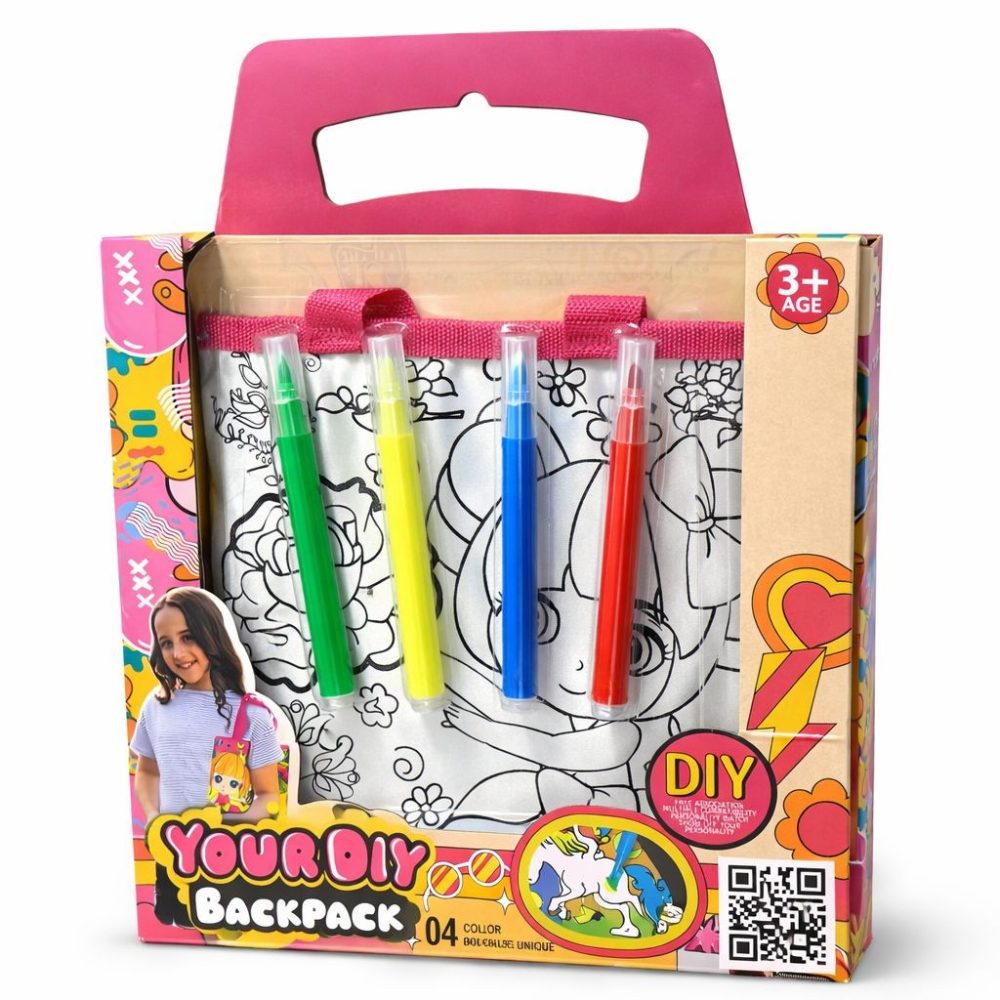 DIY Colour-In Backpack for Kids (4-Piece Marker Set Included)