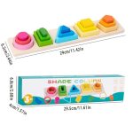 Wooden Shape Sorting & Stacking Board – Colourful Educational Puzzle