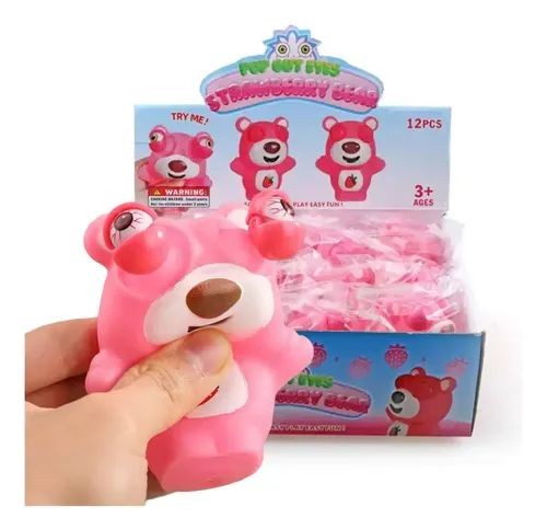 Strawberry Bear Pop-Eye Squishy Toy