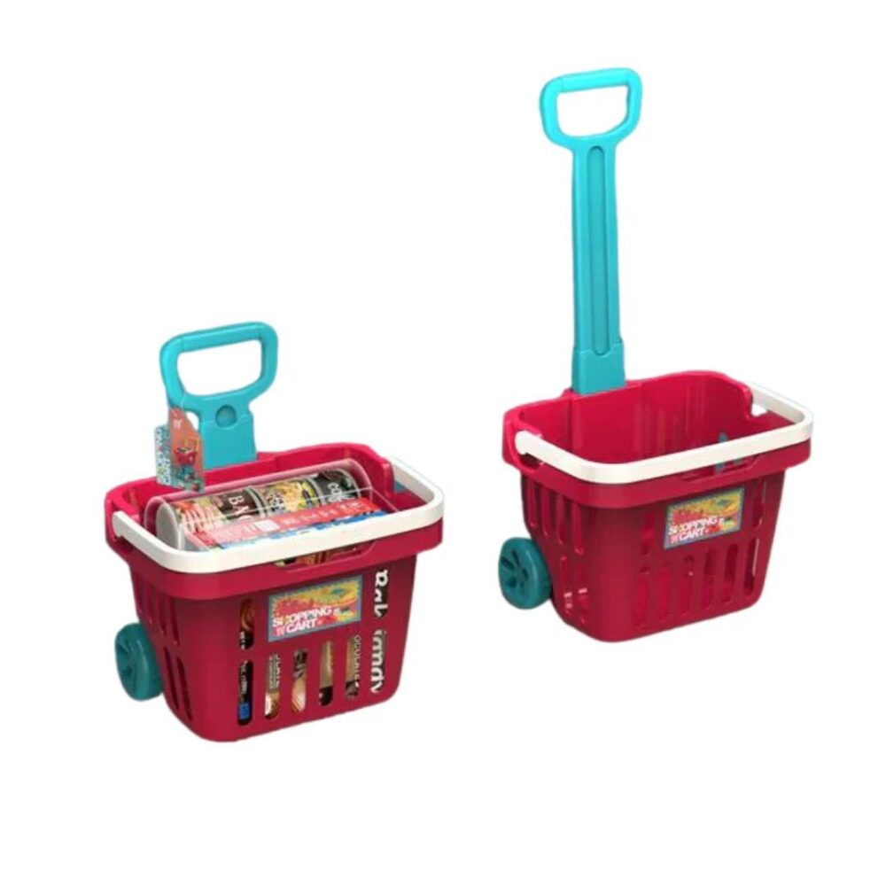 Kids’ Shopping Cart with Play Food