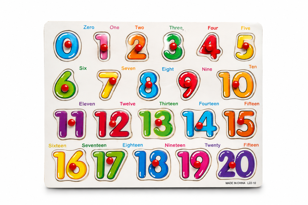 Wooden Numbers 0–20 Peg Puzzle