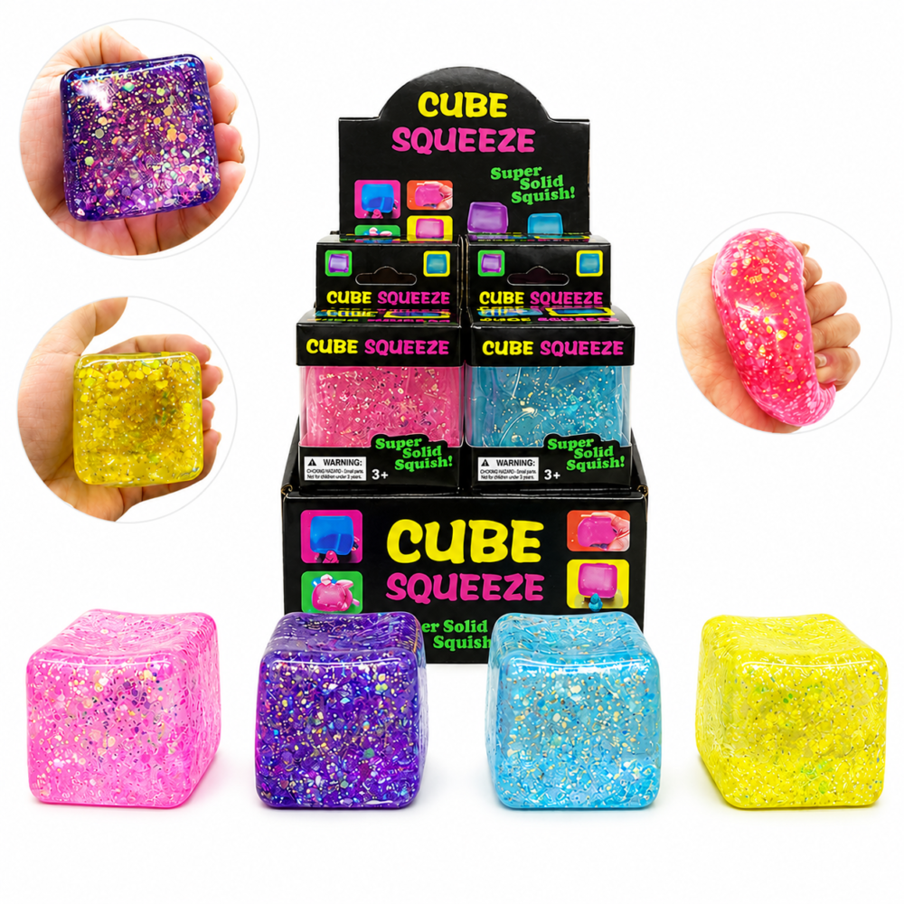 Glitter Cube Squishy Toy