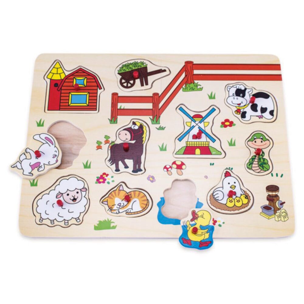 Wooden Farm Animal Peg Puzzle