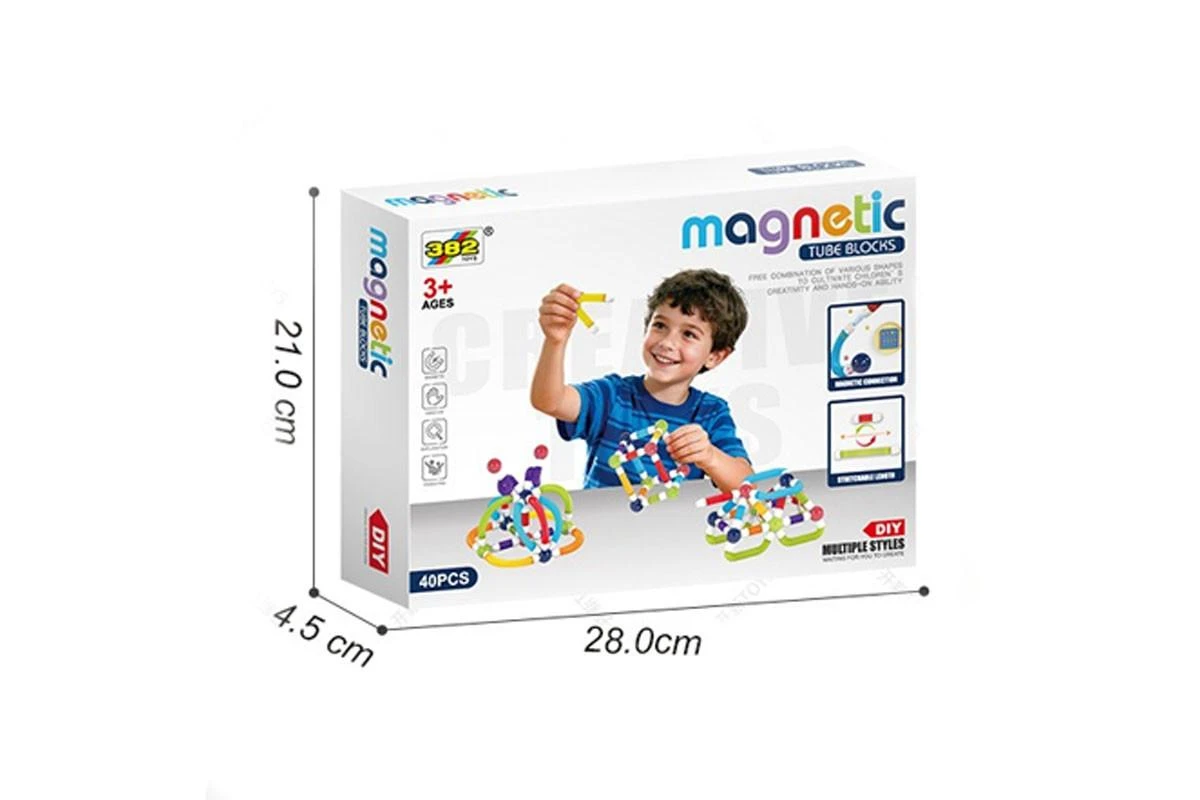 Magnetic Tube Blocks – 40 Piece Construction Set - Image 6