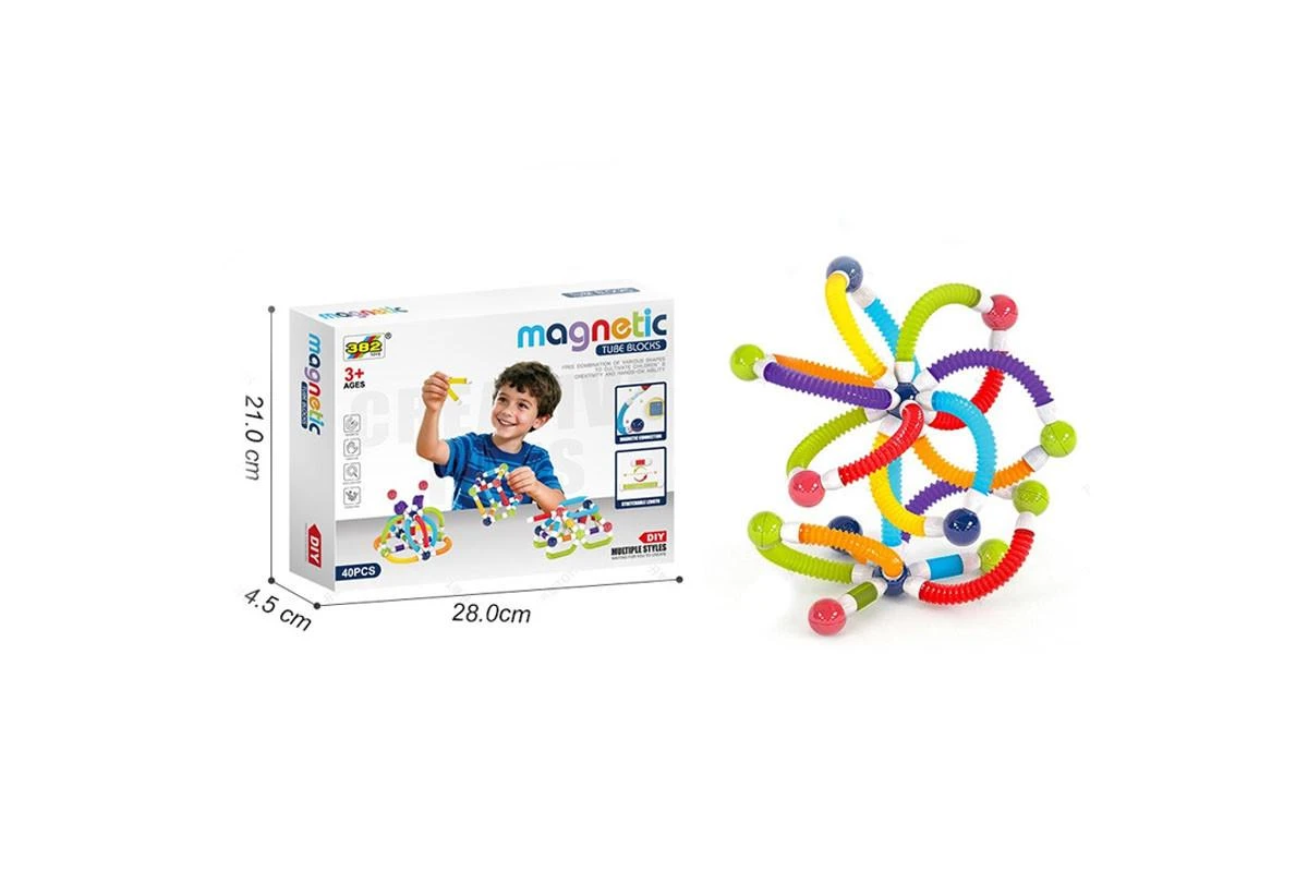 Magnetic Tube Blocks – 40 Piece Construction Set - Image 4