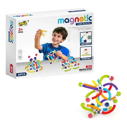 Magnetic Tube Blocks – 40 Piece Construction Set - Image 2