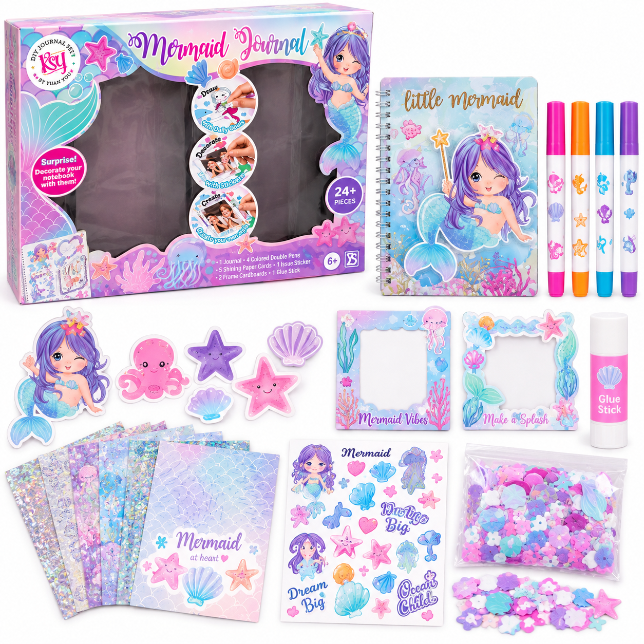 Mermaid Journal DIY Craft Set – 24+ Pieces - Image 3
