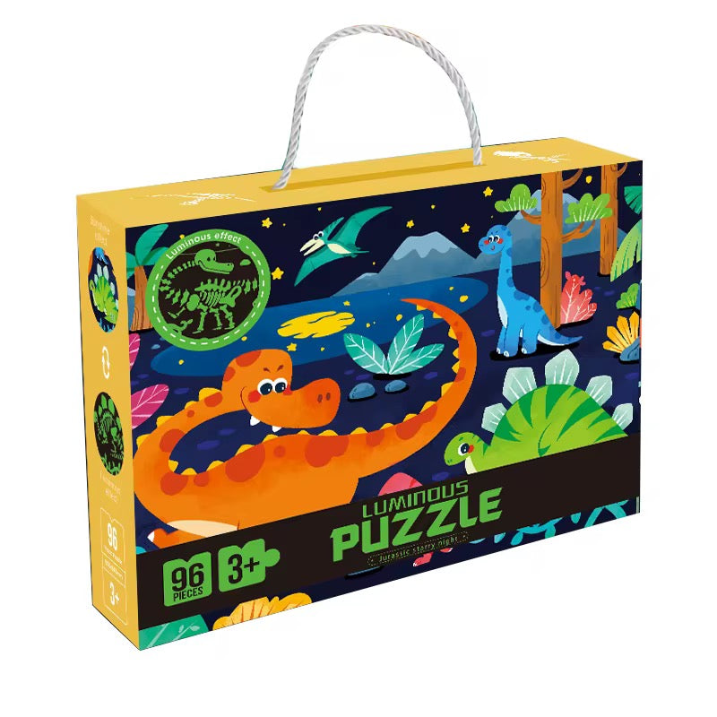 Glow-in-the-Dark Dinosaur Puzzle – 96 Pieces