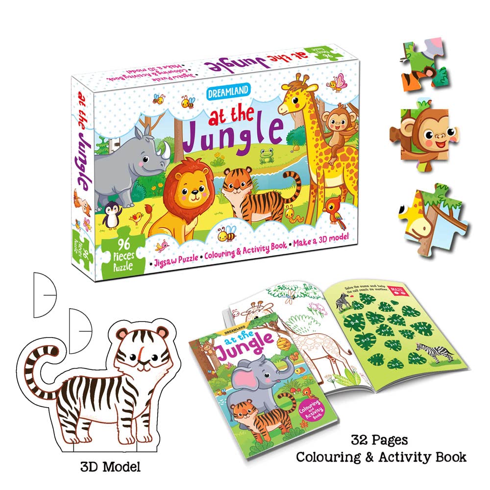 Dreamland At the Jungle 96-Piece Jigsaw Puzzle & Activity Set
